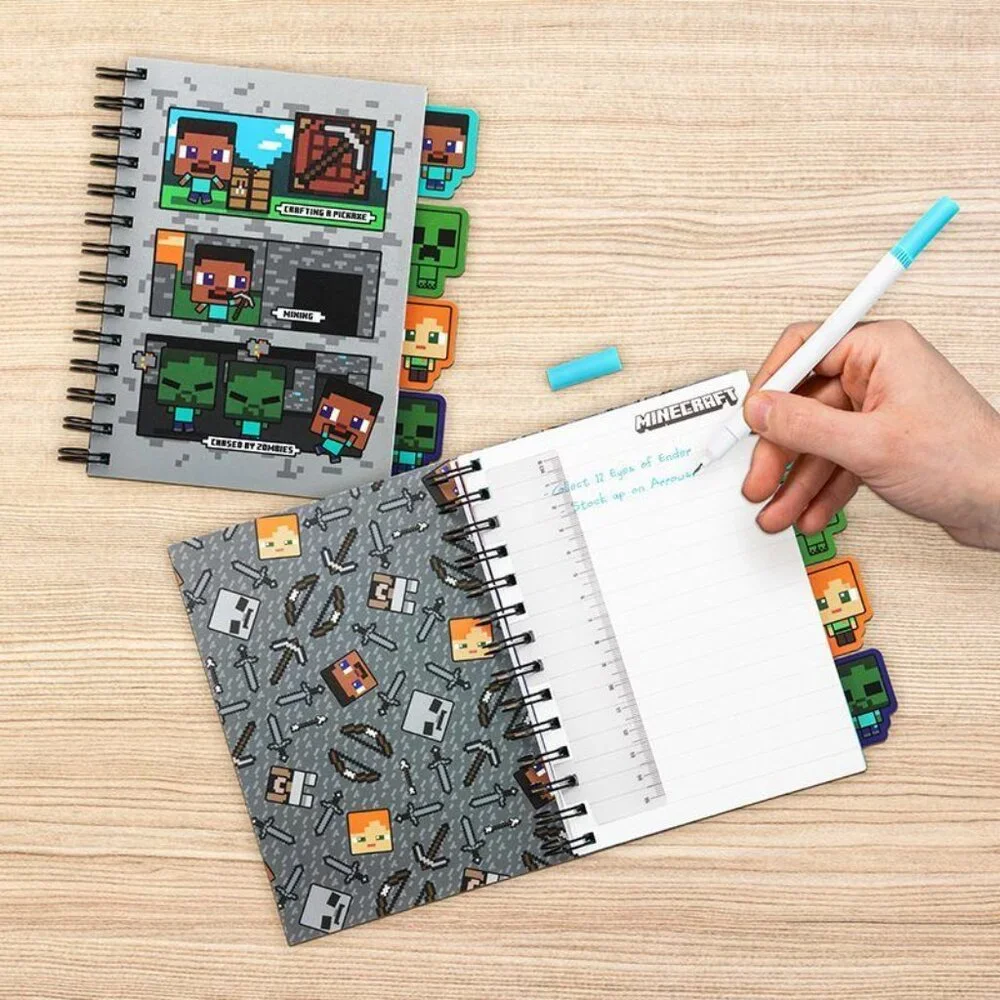 NEW Minecraft Notebook with Dividers School Supplies Spiral Journal 160 Pages Sp